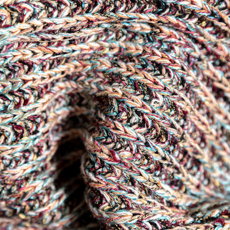 Italian Aqua, Peach and Red Chunky Wool Knit