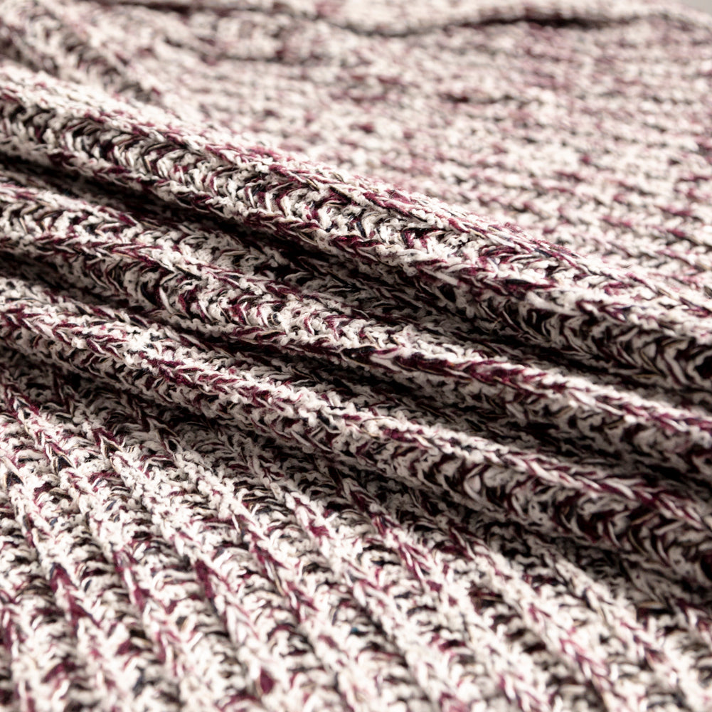Italian Burgundy and White Chunky Wool Knit
