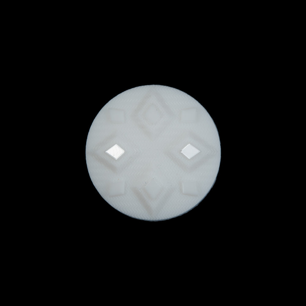 White Diamond Etched Shank Back Button - 30L/19mm