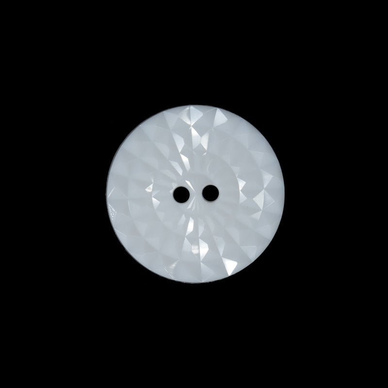 White Etched 2-Hole Plastic Button - 32L/20mm