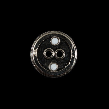 White Plastic and Silver Metal 2-Hole Button - 28L/18mm