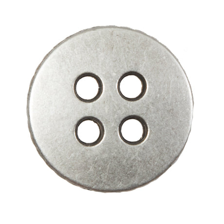 Novelty Silver Metal 4-Hole Button - 44L/28mm