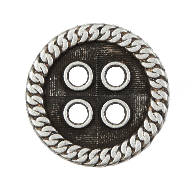 Novelty Silver Metal 4-Hole Button - 44L/28mm