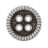 Novelty Silver Metal 4-Hole Button - 44L/28mm