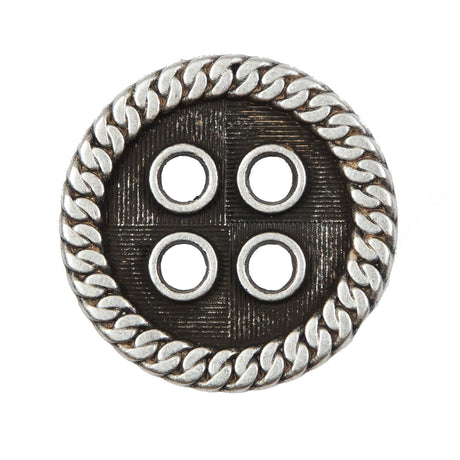 Novelty Silver Metal 4-Hole Button - 44L/28mm