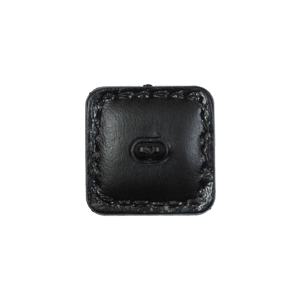 Black Square Topstitched Shank Back Button - 33L/21mm