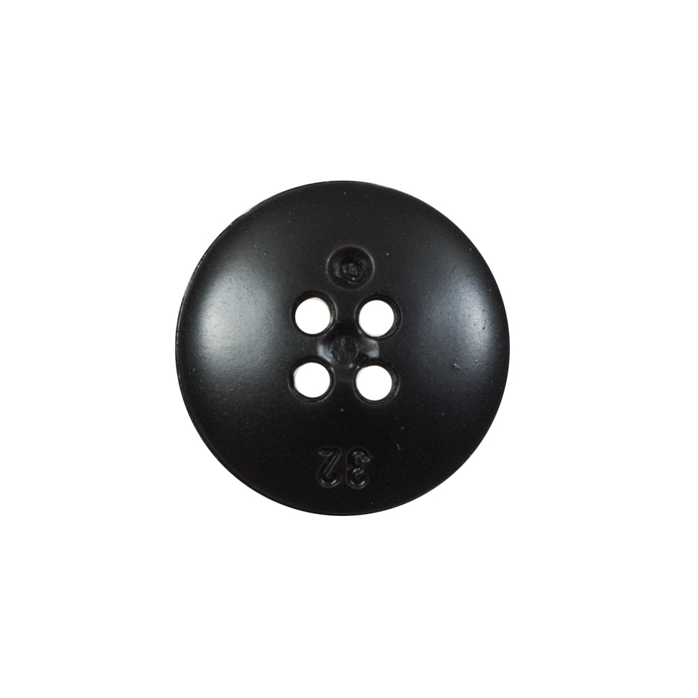 Italian Black Domed 4-Hole Button - 32L/20mm