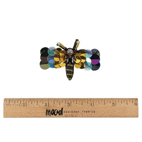 Italian Dragonfly Brooch with Sequins- 2.75" x 1.5"