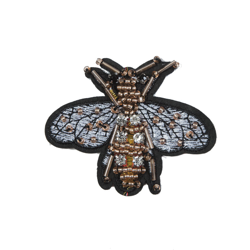 Italian Bumblebee Applique with Beads and Rhinestones - 3" x 2.5"