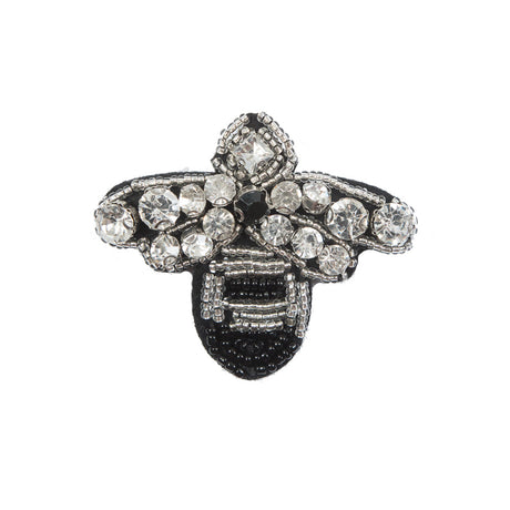 Italian Bee Brooch with Beads and Rhinestones - 2.5" x 2"