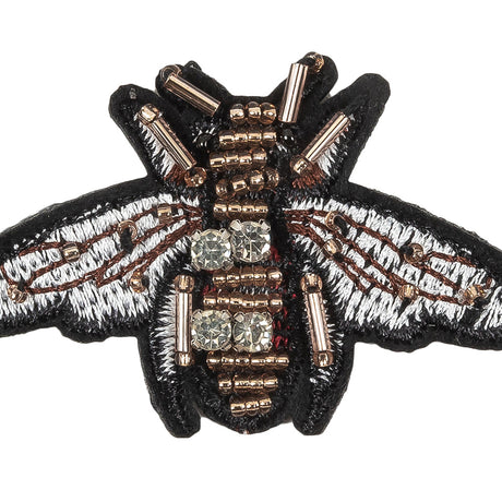Italian Bee Applique with Beads and Rhinestones - 2.25" x 1.75"