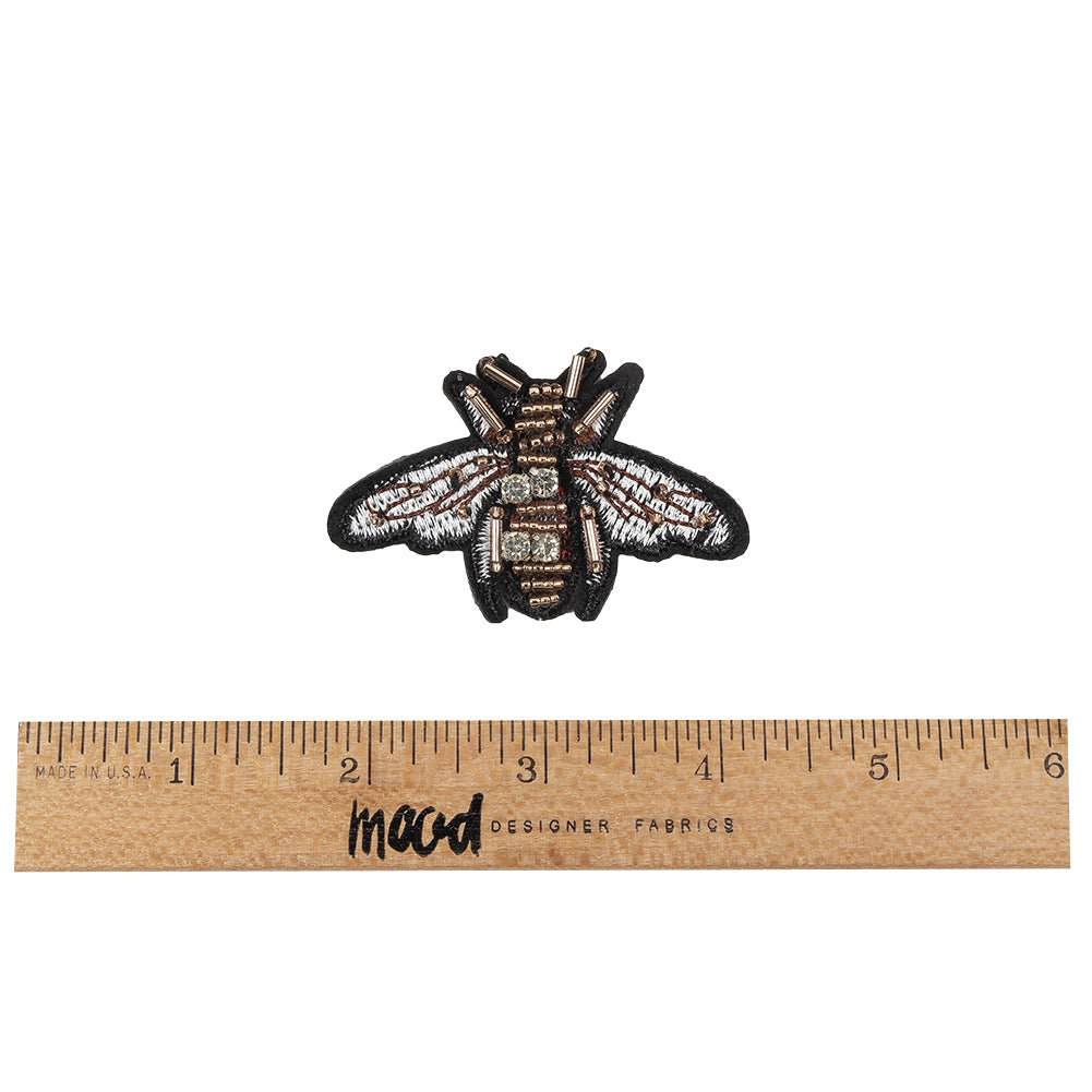 Italian Bee Applique with Beads and Rhinestones - 2.25" x 1.75"