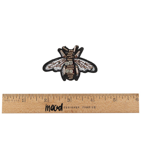 Italian Bee Applique with Beads and Rhinestones - 2.25" x 1.75"