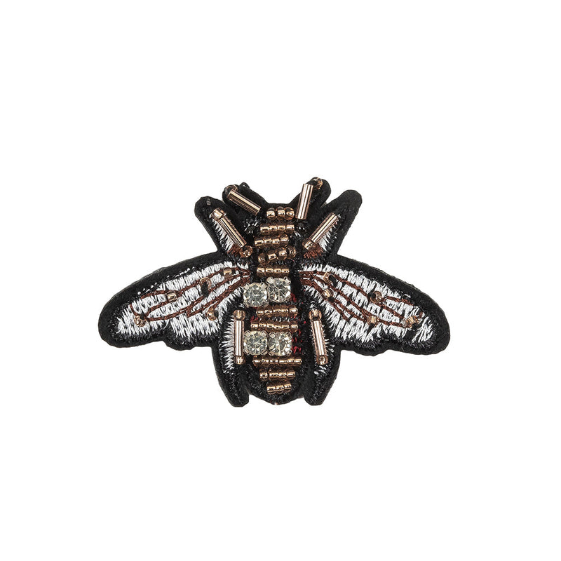 Italian Bee Applique with Beads and Rhinestones - 2.25" x 1.75"