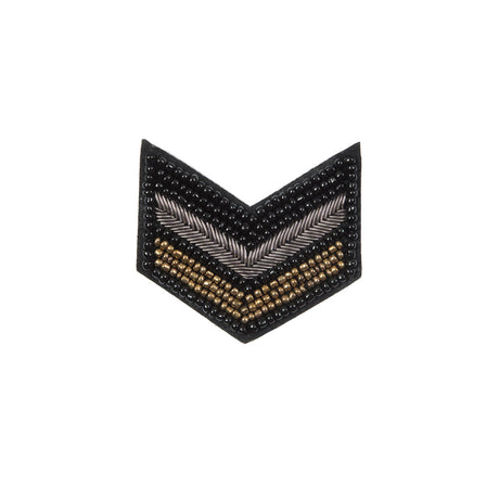 Italian Gold, Silver and Black Beaded Iron-on Military Patch - 2.5" x 2.75"