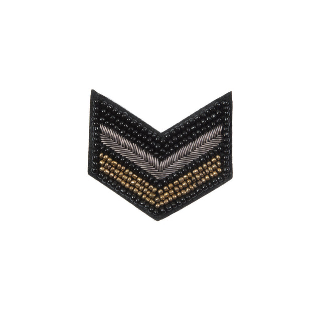 Italian Gold, Silver and Black Beaded Iron-on Military Patch - 2.5" x 2.75"