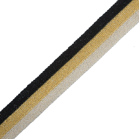 Black/Gold/Silver Lurex Knit Trim - 1.25"