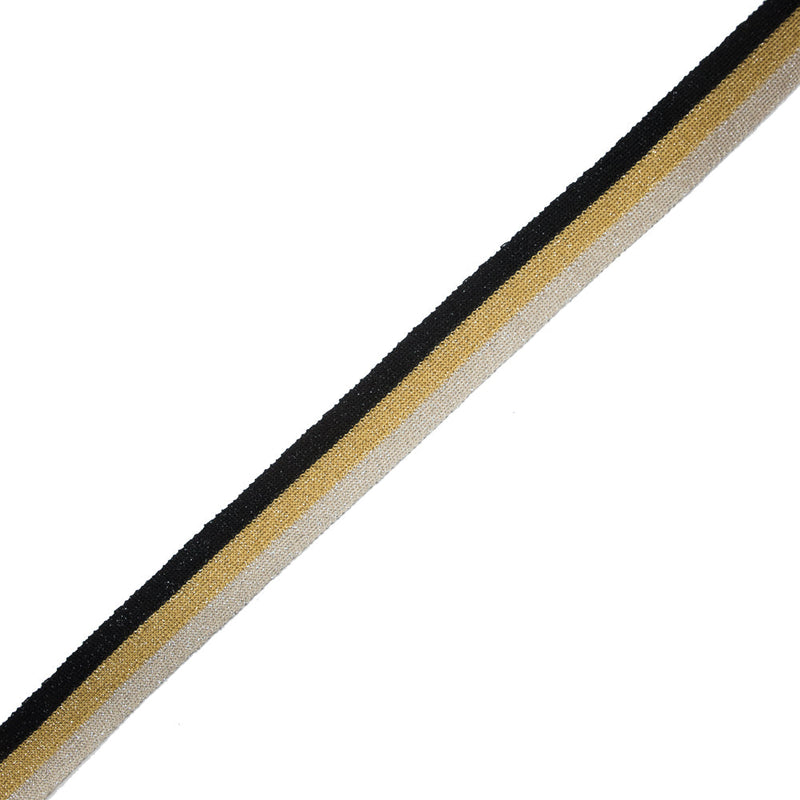 Black/Gold/Silver Lurex Knit Trim - 1.25"