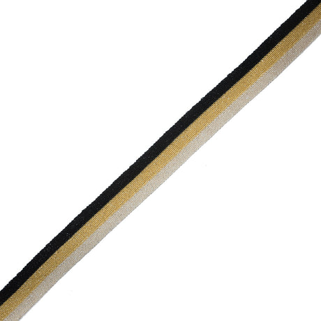 Black/Gold/Silver Lurex Knit Trim - 1.25"