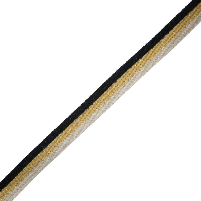 Black/Gold/Silver Lurex Knit Trim - 1.25"