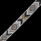 White/Black/Silver/Gold "Iron On" Beaded & Rhinestone Trim - 1"