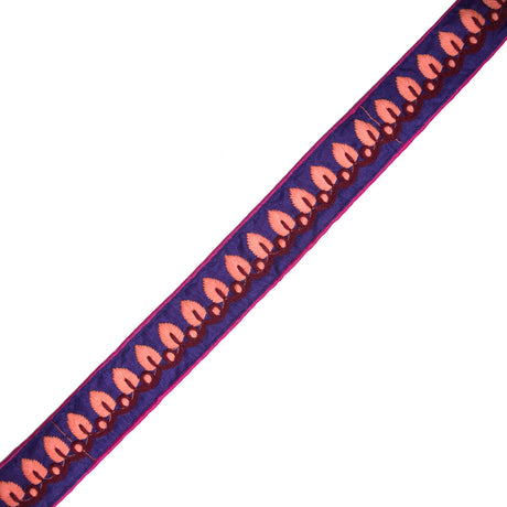 Embroidered Purple/Orange Neon Trim - 1.5"