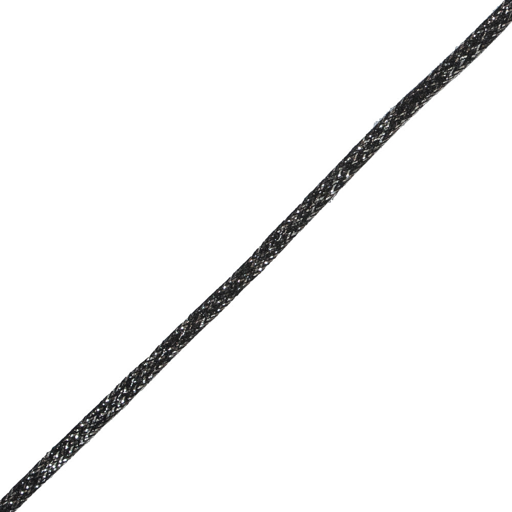Black and Silver Metallic Braid - 0.25"