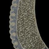 Italian Gold Sequin Embroidered Organza Left Applique - 3" x 8"