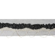 Italian Black Beaded Mesh Trimming with Silver Metal Chains - 3.5"
