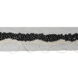 Italian Black Beaded Mesh Trimming with Silver Metal Chains - 3.5"