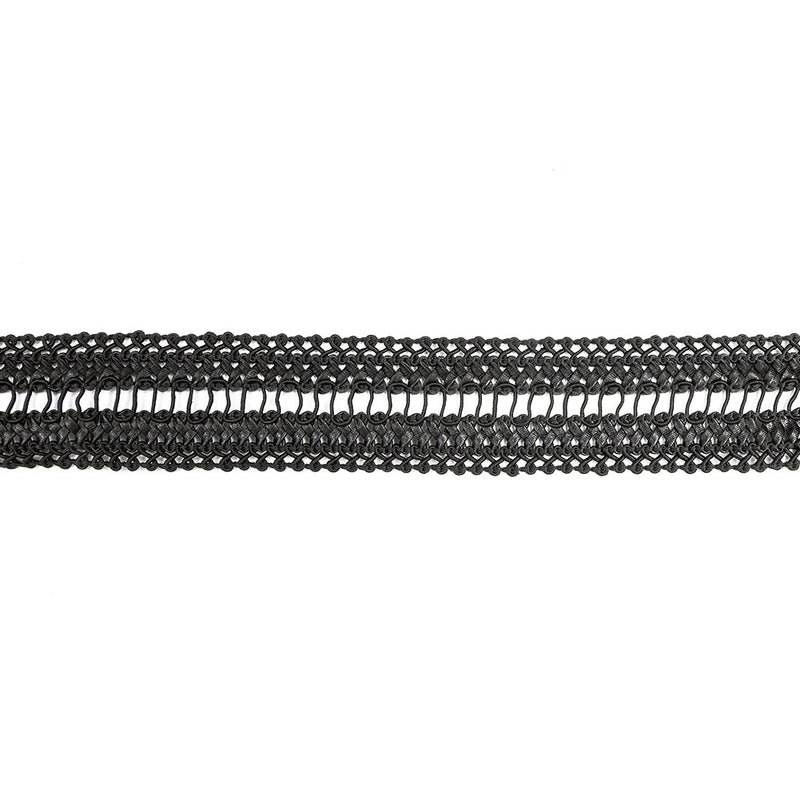 Italian Black Braided Faux Leather Trim - 1.5"