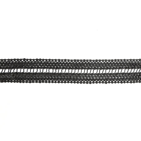 Italian Black Braided Faux Leather Trim - 1.5"