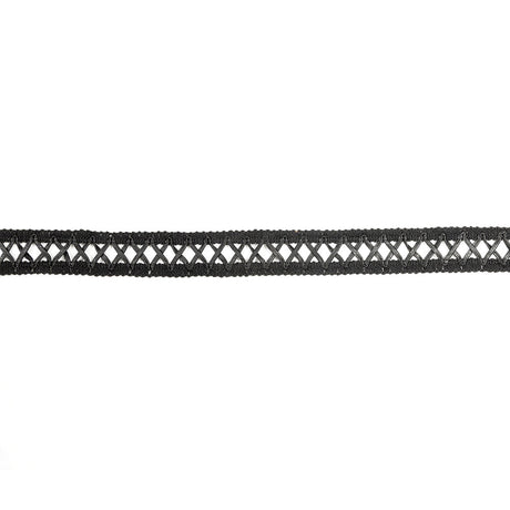 Italian Black Braided Faux Leather Trim - 1"
