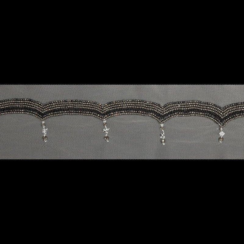 Italian Cloud Dancer Beaded and Scalloped Trim - 3.5"