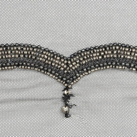 Italian Gray Beaded Scalloped Trim - 3.5"