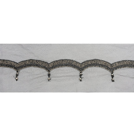 Italian Gray Beaded Scalloped Trim - 3.5"