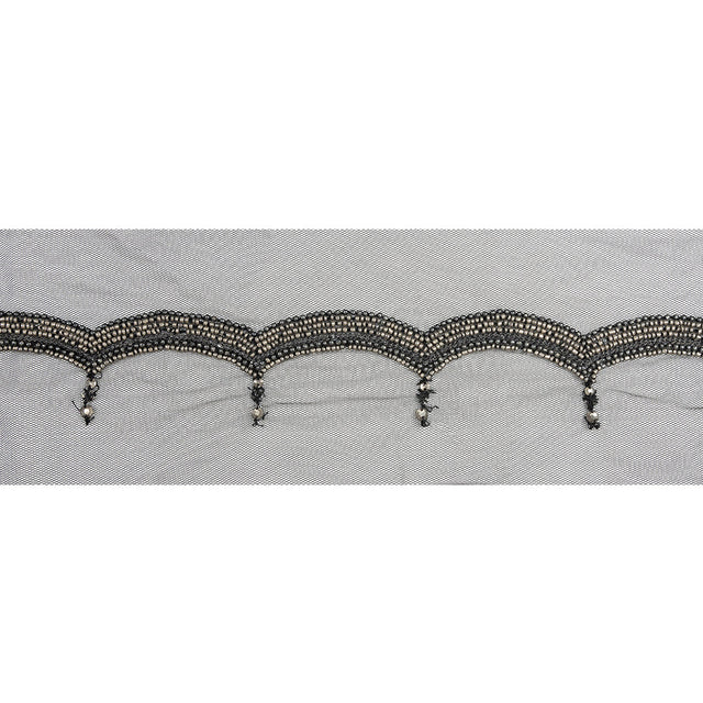 Italian Gray Beaded Scalloped Trim - 3.5"