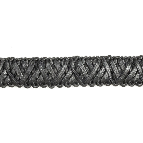 Italian Black Braided Faux Leather Trim - 0.625"