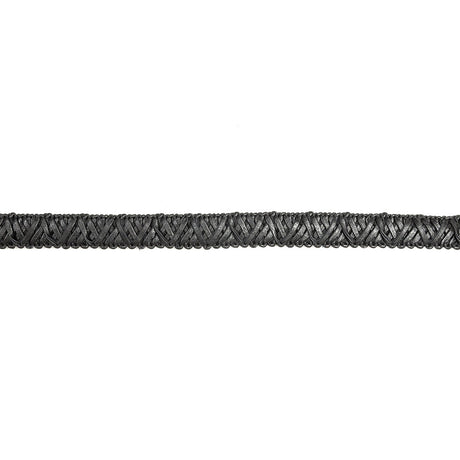 Italian Black Braided Faux Leather Trim - 0.625"