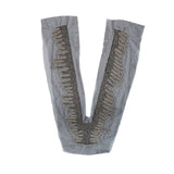 Italian Gunmetal Beaded Neckline Applique on Black Mesh - 13" x 1.5"