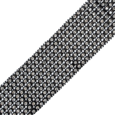 8 Row Black Trimming with Silver Rhinestones - 2"