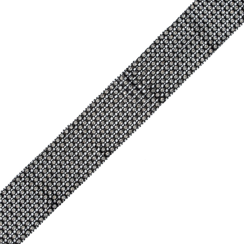8 Row Black Trimming with Silver Rhinestones - 2"