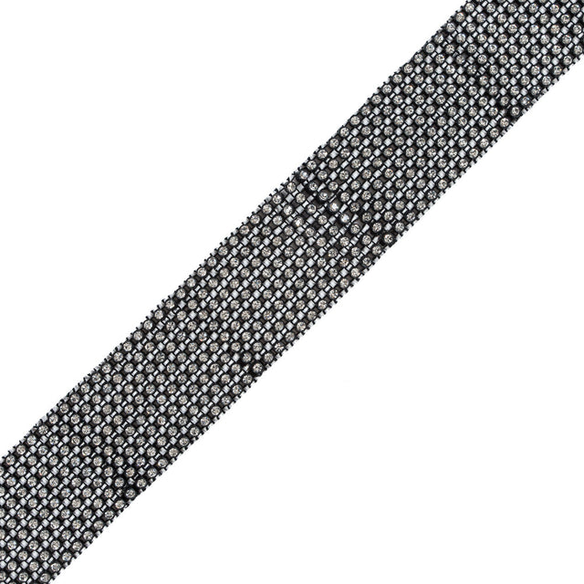 8 Row Black Trimming with Silver Rhinestones - 2"