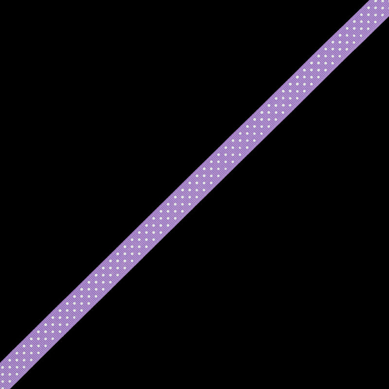 Orchid Grosgrain Ribbon with White Polka Dots - 0.625"
