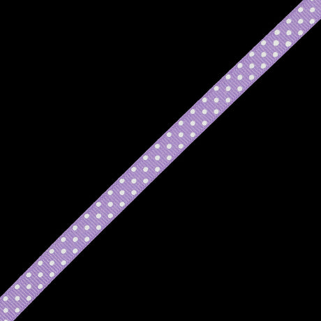 Orchid Grosgrain Ribbon with White Polka Dots - 0.375"