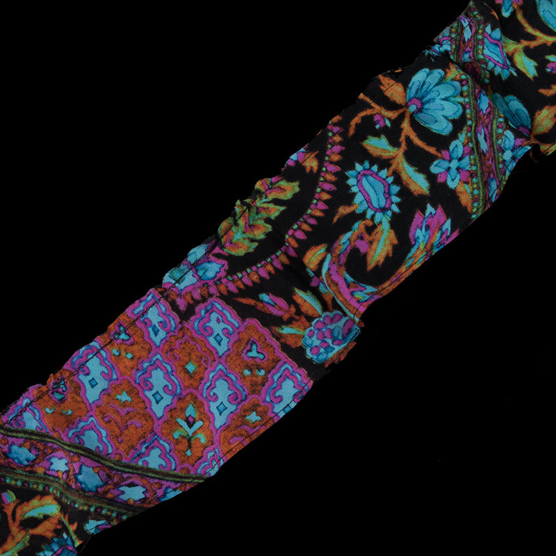 Floral Printed Gathered Silk Trim - 4"