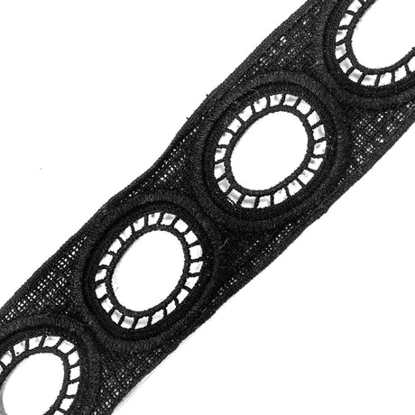 Pale Black Geometric Venise Lace - 2"