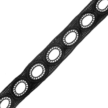 Pale Black Geometric Venise Lace - 2"
