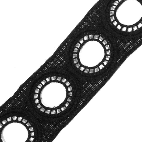 Black Geometric Venise Lace - 2"