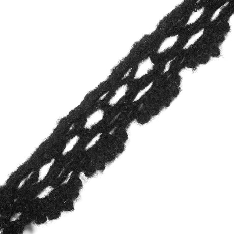 Black Crochet Wool Trim - 1.375"